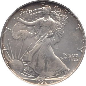 1992 AMERICAN EAGLE SILVER DOLLAR 1 OZ FINE SILVER USA - SILVER WORLD COINS - Cambridgeshire Coins
