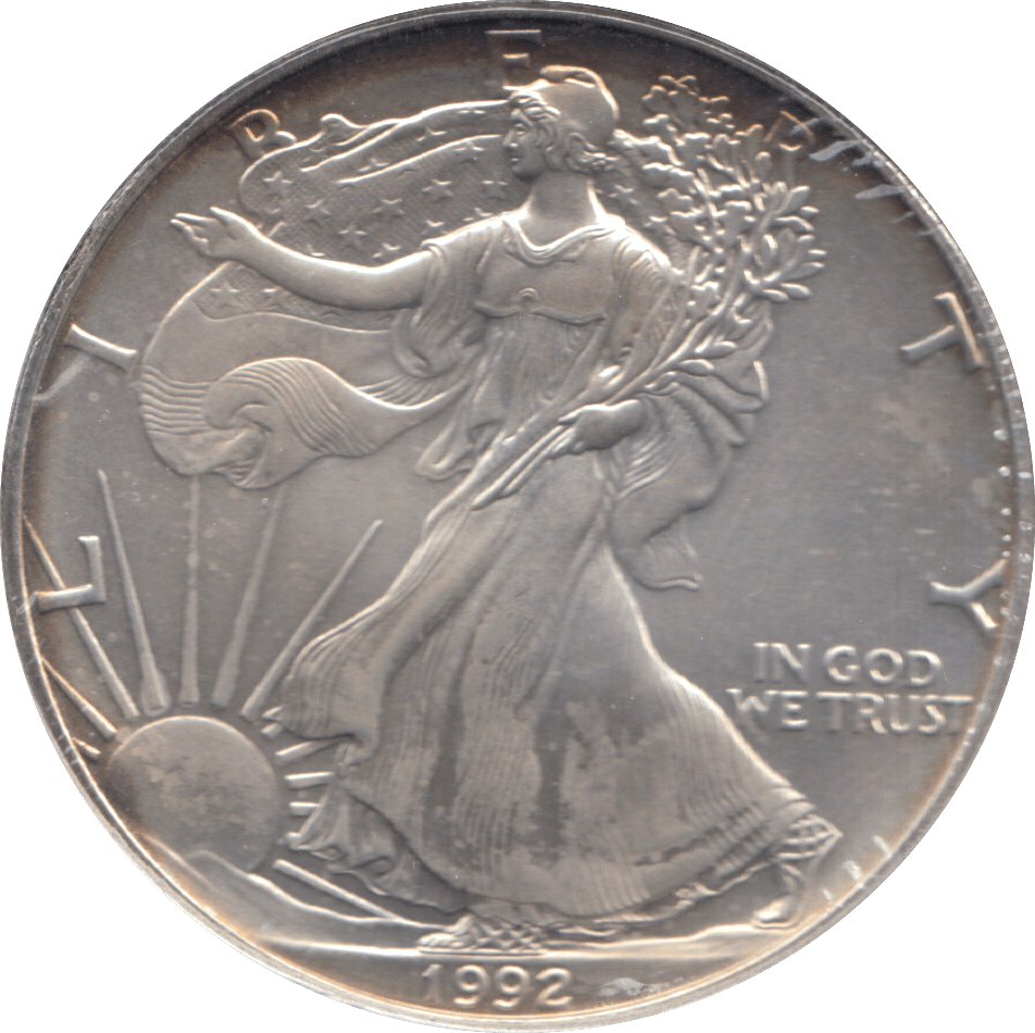 1992 AMERICAN EAGLE SILVER DOLLAR 1 OZ FINE SILVER USA - SILVER WORLD COINS - Cambridgeshire Coins