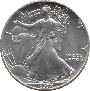 1992 AMERICAN EAGLE SILVER DOLLAR 1 OZ FINE SILVER - WORLD COINS - Cambridgeshire Coins