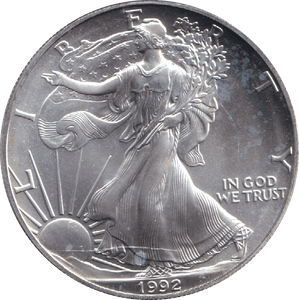 1992 AMERICAN EAGLE SILVER LIBERTY DOLLAR 1 OZ FINE SILVER USA - SILVER WORLD COINS - Cambridgeshire Coins