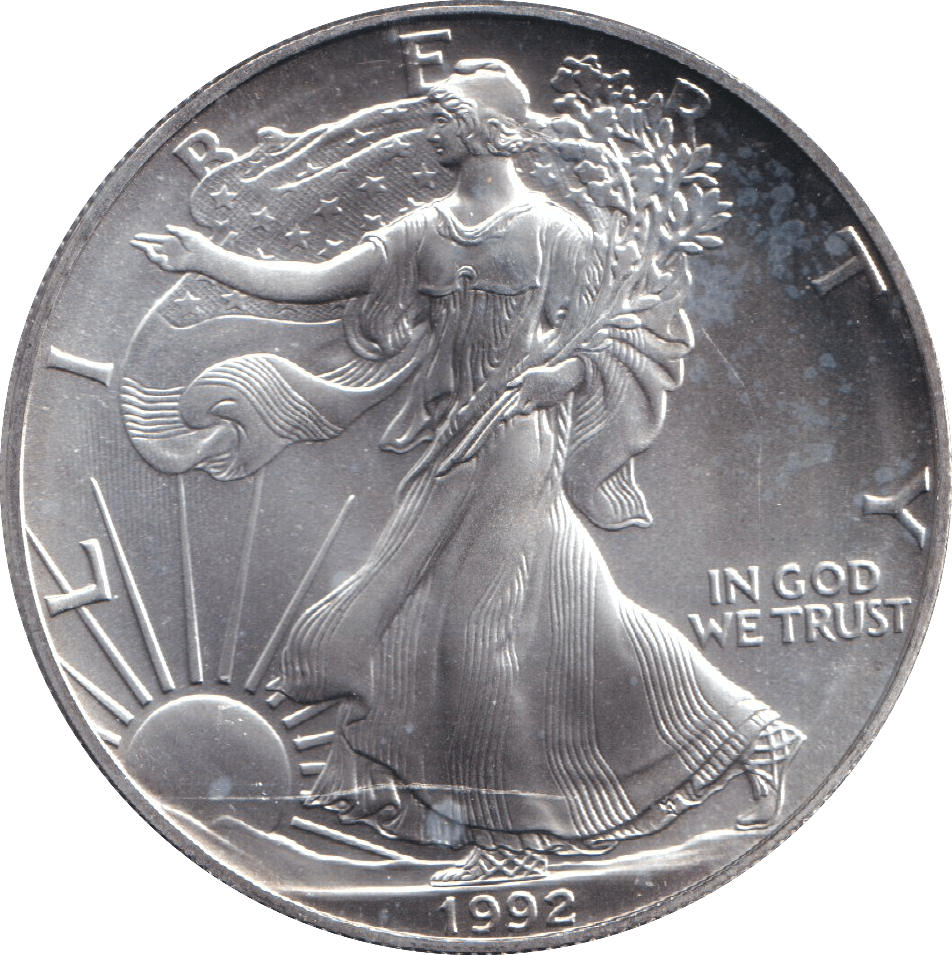 1992 AMERICAN EAGLE SILVER LIBERTY DOLLAR 1 OZ FINE SILVER USA - SILVER WORLD COINS - Cambridgeshire Coins