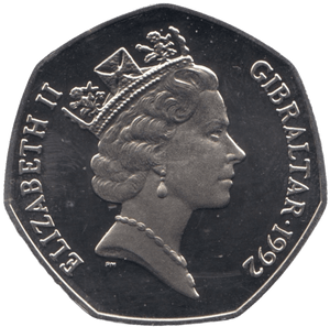 1992 CHRISTMAS 50P FATHER CHRISTMAS PROOF GIBRALTAR - 50P CHRISTMAS COINS - Cambridgeshire Coins