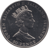 1992 FIFTY PENCE FALKLAND ISLANDS F558 - WORLD COINS - Cambridgeshire Coins