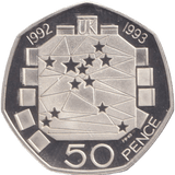 1992 FIFTY PENCE SILVER PROOF EC COUNCIL - 50P Silver Proof - Cambridgeshire Coins