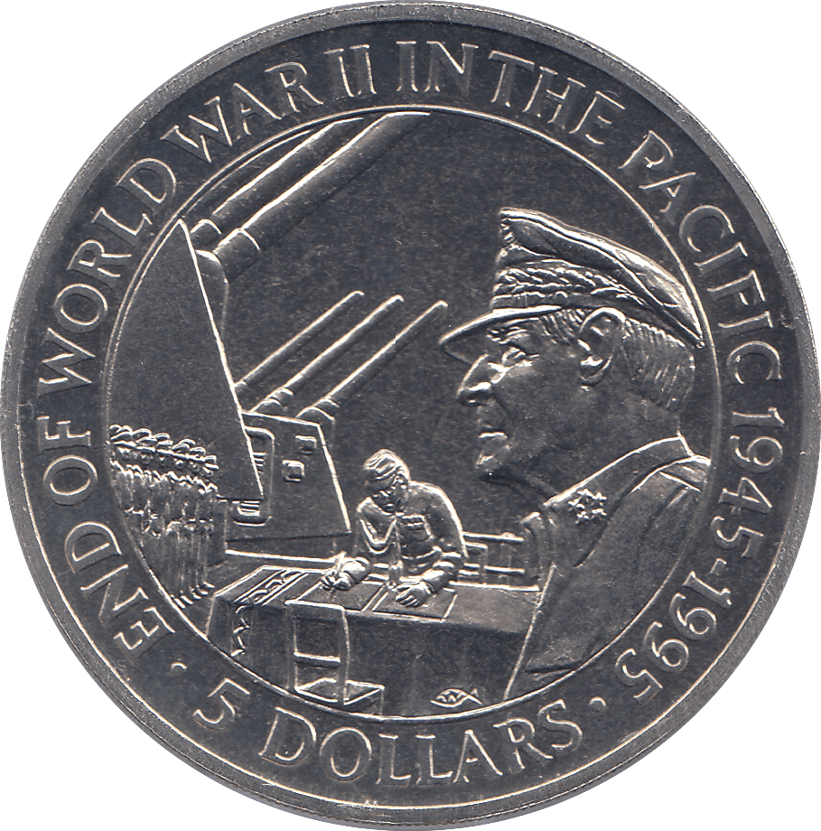 1992 FIVE DOLLARS COIN SOLOMON ISLANDS END OF WORLD WAR PACIFIC - WORLD COINS - Cambridgeshire Coins