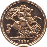 1992 GOLD HALF SOVEREIGN ( PROOF ) - HALF SOVEREIGN - Cambridgeshire Coins