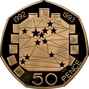 1992 GOLD PROOF 50P E.U. COUNCIL PRESIDENCY ( NGC ) PF 69 ULTRA CAMEO - NGC GOLD COINS - Cambridgeshire Coins