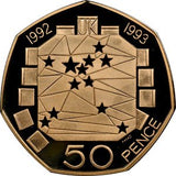 1992 GOLD PROOF 50P E.U. COUNCIL PRESIDENCY ( NGC ) PF 69 ULTRA CAMEO - NGC GOLD COINS - Cambridgeshire Coins