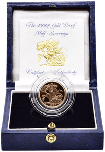 1992 GOLD PROOF HALF SOVEREIGN BOXED - GOLD PROOF HALF SOVEREIGNS - Cambridgeshire Coins