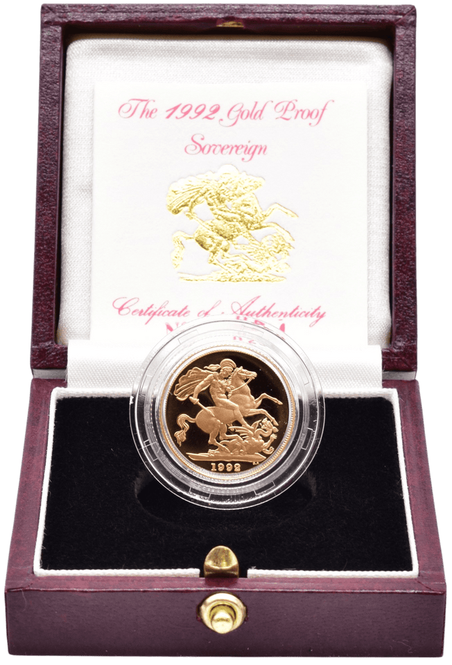 1992 GOLD PROOF SOVEREIGN BOXED - GOLD PROOF SOVEREIGNS - Cambridgeshire Coins