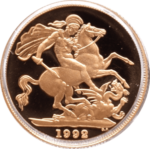 1992 GOLD PROOF SOVEREIGN BOXED - GOLD PROOF SOVEREIGNS - Cambridgeshire Coins