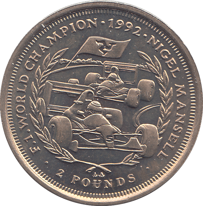1992 ISLE OF MAN 2 POUND NIGEL MANSELL - WORLD COINS - Cambridgeshire Coins