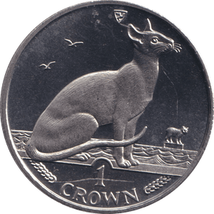 1992 ONE CROWN SIAMESE CAT ISLE OF MAN - WORLD COINS - Cambridgeshire Coins