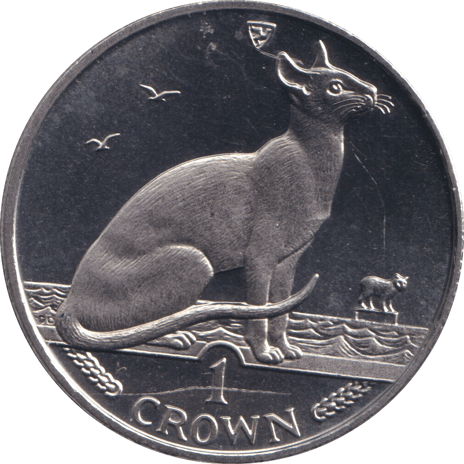 1992 ONE CROWN SIAMESE CAT ISLE OF MAN - WORLD COINS - Cambridgeshire Coins
