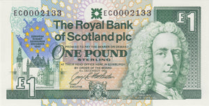 1992 ONE POUND ROYAL BANK OF SCOTLAND BANKNOTE REF SCOT - 65 - WORLD BANKNOTES - Cambridgeshire Coins