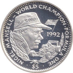1992 SILVER 5 DOLLARS LIBERIA - SILVER WORLD COINS - Cambridgeshire Coins