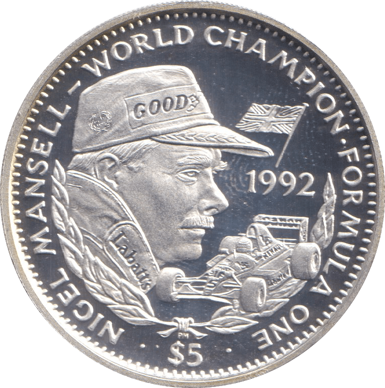 1992 SILVER 5 DOLLARS LIBERIA - SILVER WORLD COINS - Cambridgeshire Coins