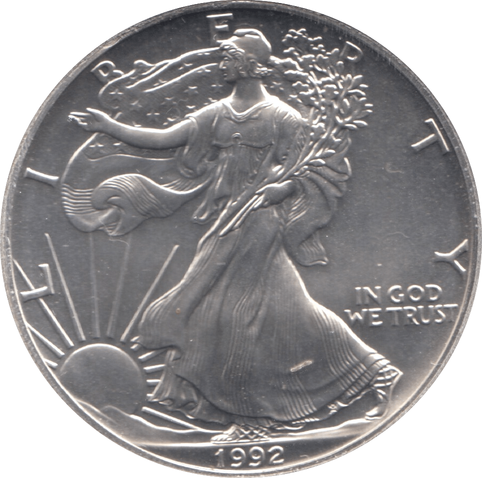 1992 SILVER LIBERTY DOLLAR USA - SILVER WORLD COINS - Cambridgeshire Coins