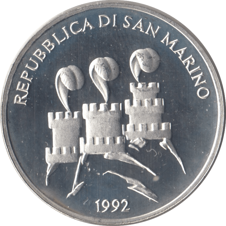 1992 SILVER PROOF 1000 LIRA SAN MARINO - SILVER WORLD COINS - Cambridgeshire Coins