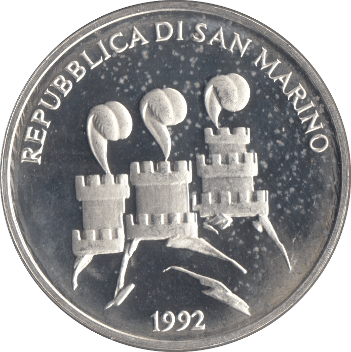 1992 SILVER PROOF 500 LIRA SAN MARINO - SILVER WORLD COINS - Cambridgeshire Coins