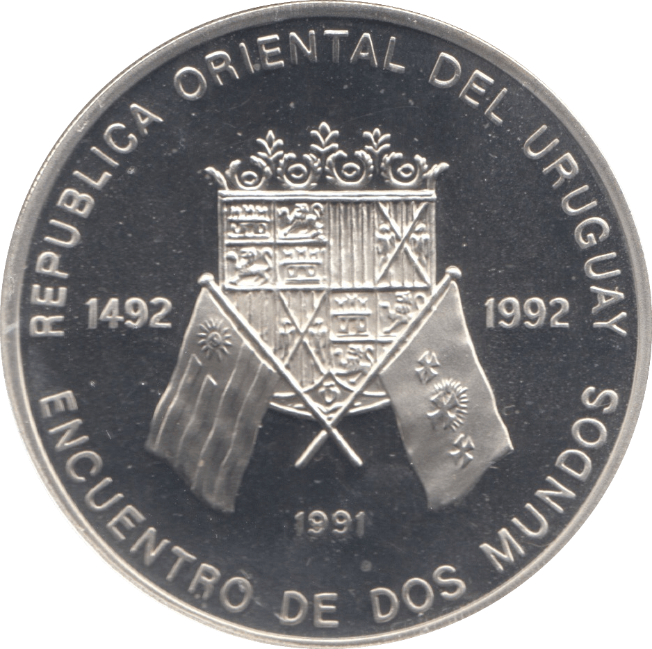 1992 SILVER PROOF 50,000 NUEVOS URUGUAY - SILVER WORLD COINS - Cambridgeshire Coins