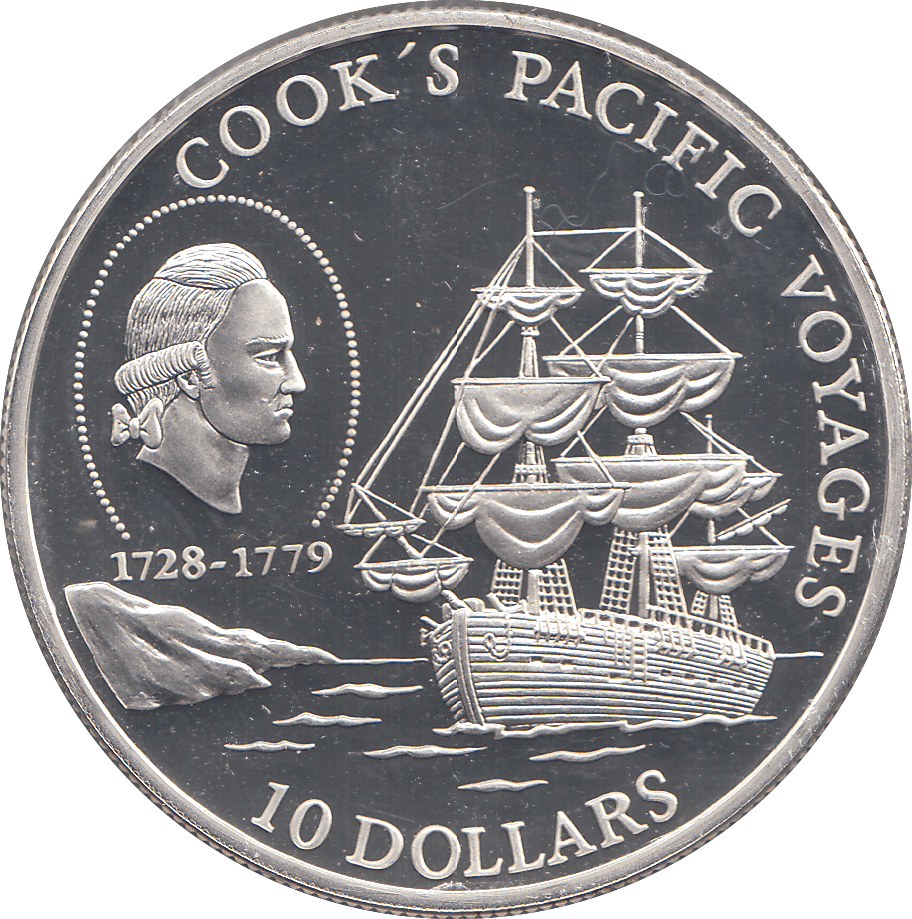 1992 SILVER PROOF TEN DOLLARS COOK'S PACIFIC VOYAGES NIUE - SILVER WORLD COINS - Cambridgeshire Coins