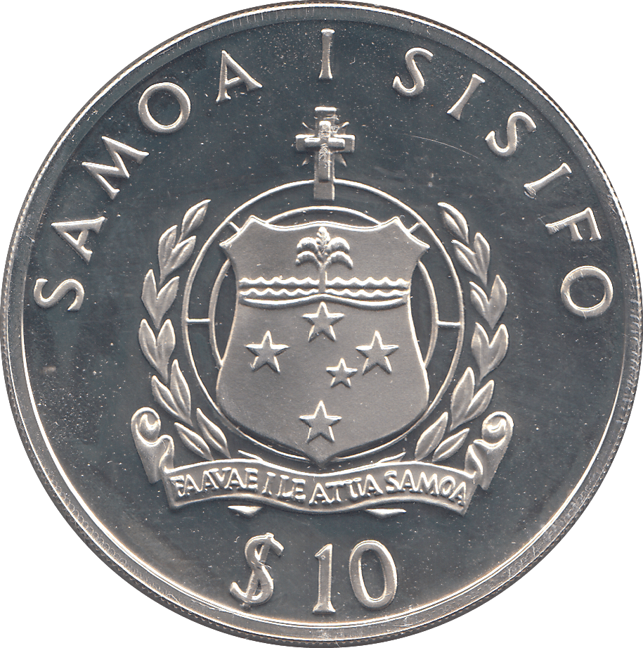 1992 SILVER PROOF TEN DOLLARS FLEET OF ROGGEVEEN SAMOA - SILVER WORLD COINS - Cambridgeshire Coins