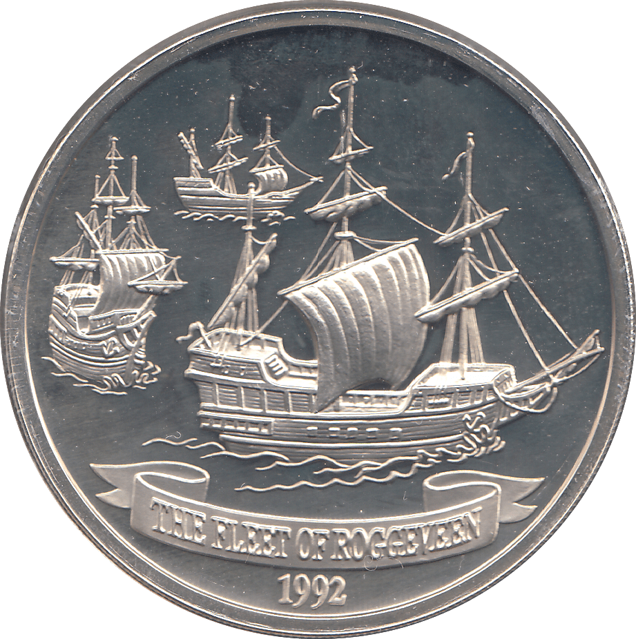 1992 SILVER PROOF TEN DOLLARS FLEET OF ROGGEVEEN SAMOA - SILVER WORLD COINS - Cambridgeshire Coins