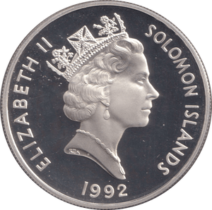 1992 SILVER PROOF TEN DOLLARS SOLOMON ISLANDS - SILVER WORLD COINS - Cambridgeshire Coins