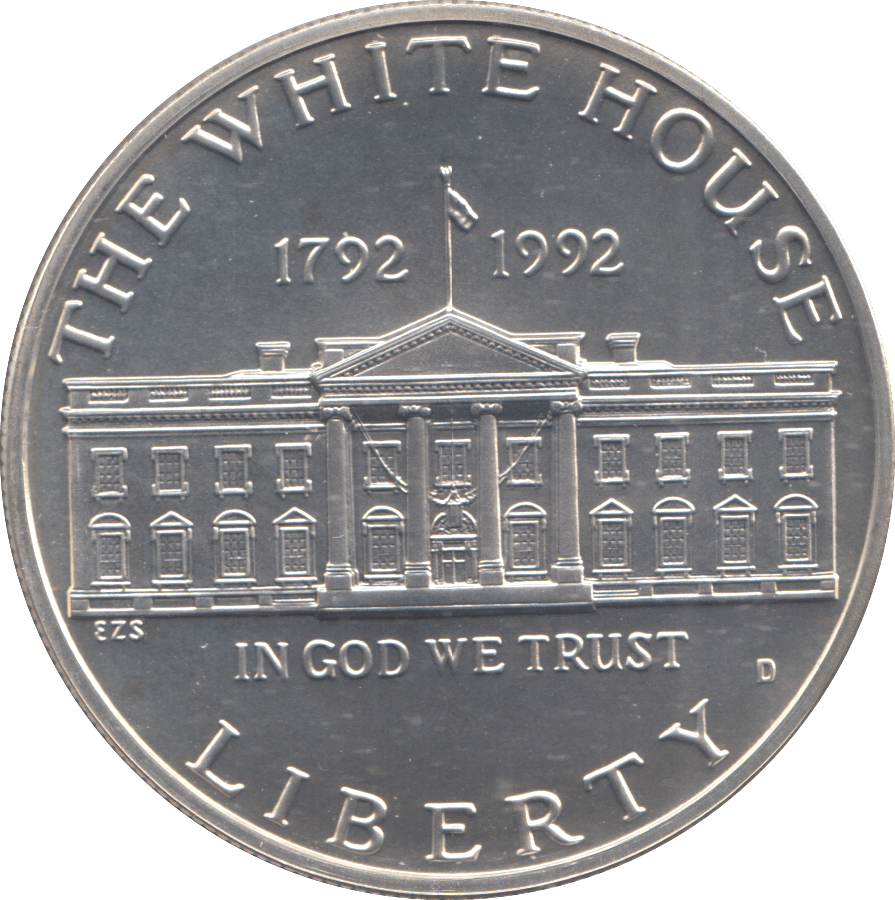 1992 SILVER PROOF THE WHITE HOUSE ONE DOLLAR USA - SILVER WORLD COINS - Cambridgeshire Coins