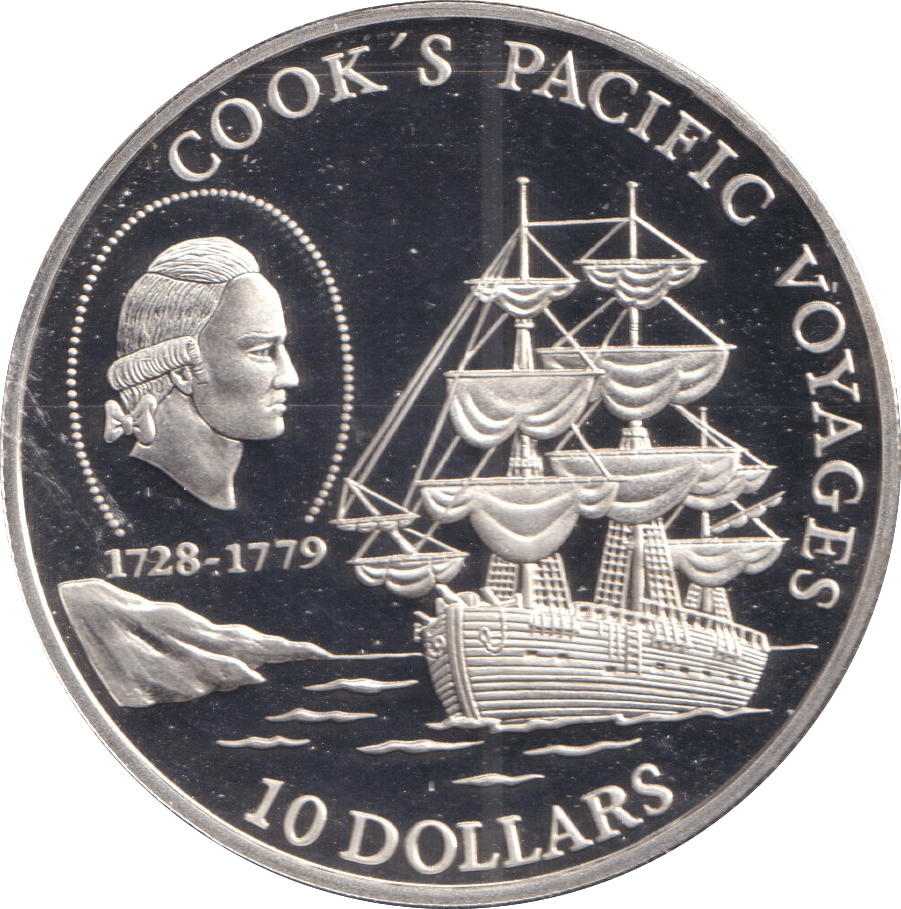 1992 TEN DOLLARS COOK'S PACIFIC VOYAGES - SILVER WORLD COINS - Cambridgeshire Coins