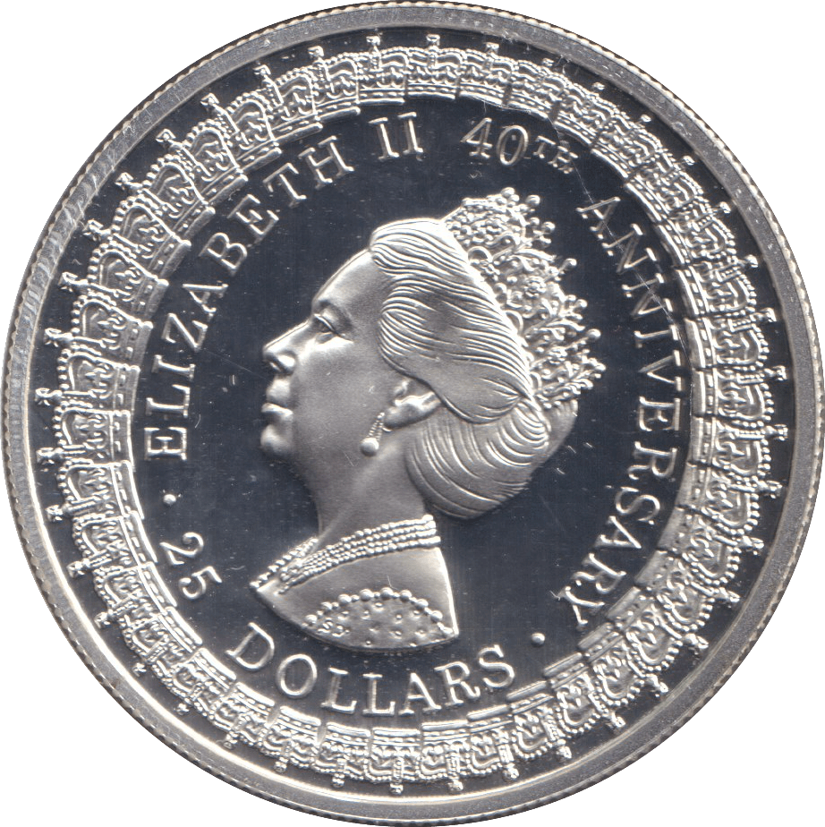 1992 TWENTY FIVE DOLLAR SILVER PROOF 40TH ANNIVERSARY - SILVER WORLD COINS - Cambridgeshire Coins