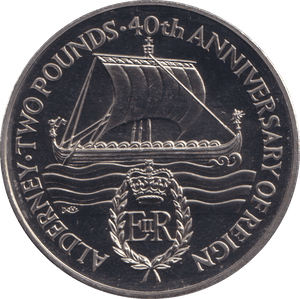 1992 TWO POUNDS 40TH ANNIVERSARY OF REIGN ALDERNEY - WORLD COINS - Cambridgeshire Coins