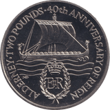1992 TWO POUNDS 40TH ANNIVERSARY OF REIGN ALDERNEY - WORLD COINS - Cambridgeshire Coins