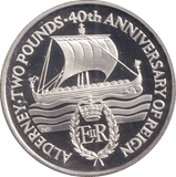 1992 TWO POUNDS ALDERNEY 40TH ANNIVERSARY OF REIGN - SILVER WORLD COINS - Cambridgeshire Coins