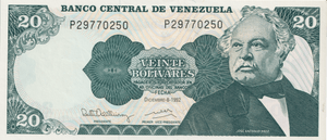 1992 VENEZUELA 20 BOLIVARES BANKNOTE REF-1680 - WORLD BANKNOTES - Cambridgeshire Coins