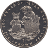 1993 100 YEARS OF PETER RABBIT ONE CROWN GIBRALTAR - WORLD COINS - Cambridgeshire Coins