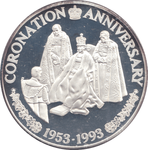 1993 20 CROWNS CORONATION ANNIVERSARY SILVER PROOF - WORLD COINS - Cambridgeshire Coins