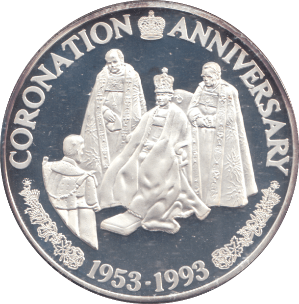 1993 20 CROWNS CORONATION ANNIVERSARY SILVER PROOF - WORLD COINS - Cambridgeshire Coins