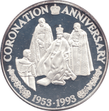 1993 20 CROWNS CORONATION ANNIVERSARY SILVER PROOF - WORLD COINS - Cambridgeshire Coins