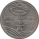 1993 200 ESCUDOS PORTUGAL - WORLD COINS - Cambridgeshire Coins