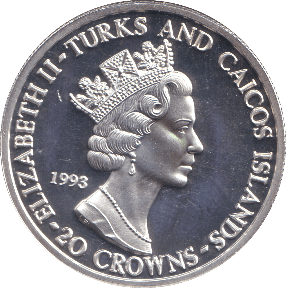 1993 .999 FINE SILVER PROOF 20 CROWN APOLLO 11 - SILVER WORLD COINS - Cambridgeshire Coins