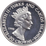 1993 .999 FINE SILVER PROOF 20 CROWN APOLLO 11 - SILVER WORLD COINS - Cambridgeshire Coins