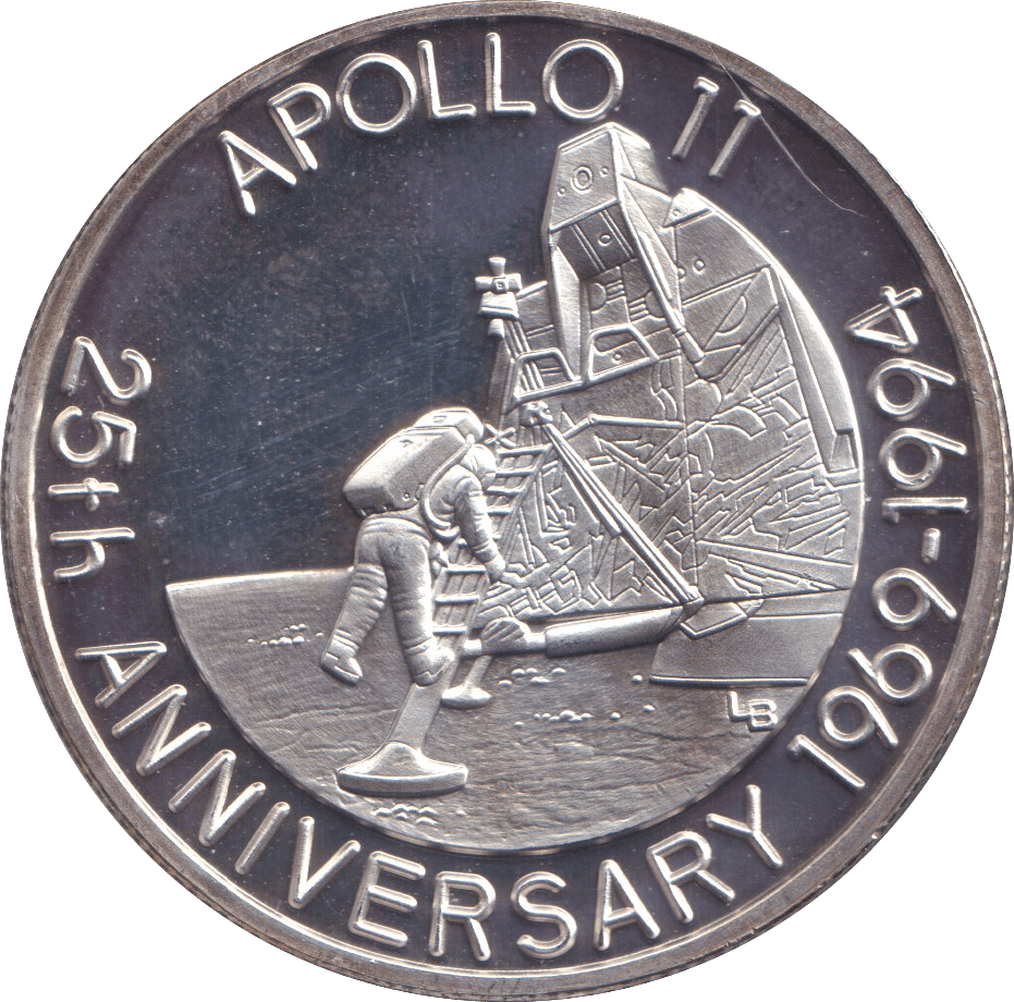 1993 .999 FINE SILVER PROOF 20 CROWN APOLLO 11 - SILVER WORLD COINS - Cambridgeshire Coins