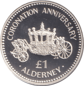 1993 ALDERNEY CORONATION ANNIVERSARY ONE POUND SILVER PROOF - £1 Silver Proof - Cambridgeshire Coins