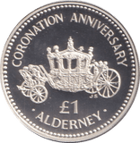 1993 ALDERNEY CORONATION ANNIVERSARY ONE POUND SILVER PROOF - £1 Silver Proof - Cambridgeshire Coins
