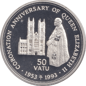 1993 FIFTY VATU CORONATION ANNIVERSARY - WORLD COINS - Cambridgeshire Coins