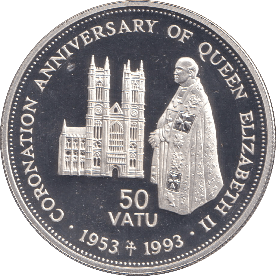 1993 FIFTY VATU CORONATION ANNIVERSARY - WORLD COINS - Cambridgeshire Coins