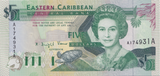 1993 FIVE DOLLARS EASTERN CARIBBEAN BANKNOTE REF-1792 - WORLD BANKNOTES - Cambridgeshire Coins