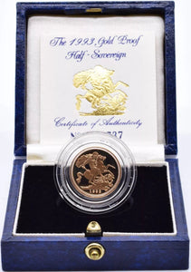 1993 GOLD PROOF HALF SOVEREIGN BOXED - GOLD PROOF HALF SOVEREIGNS - Cambridgeshire Coins